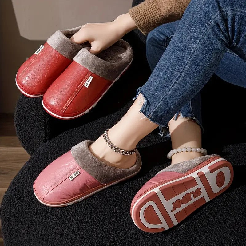 chaussons-femme-rouge-rose