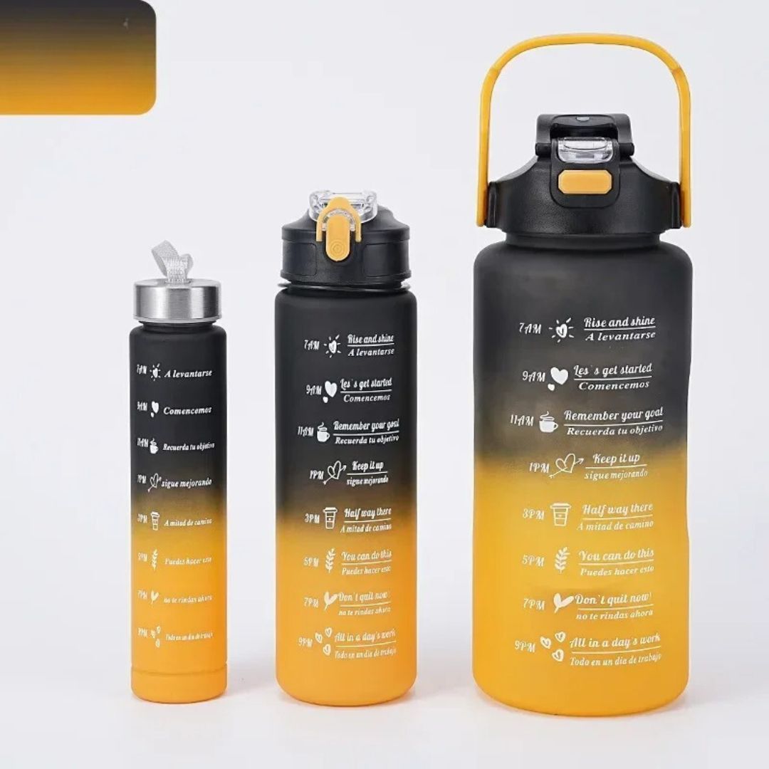 Gourde isotherme | Lot Eco'Santé 3pcs Noir/jaune