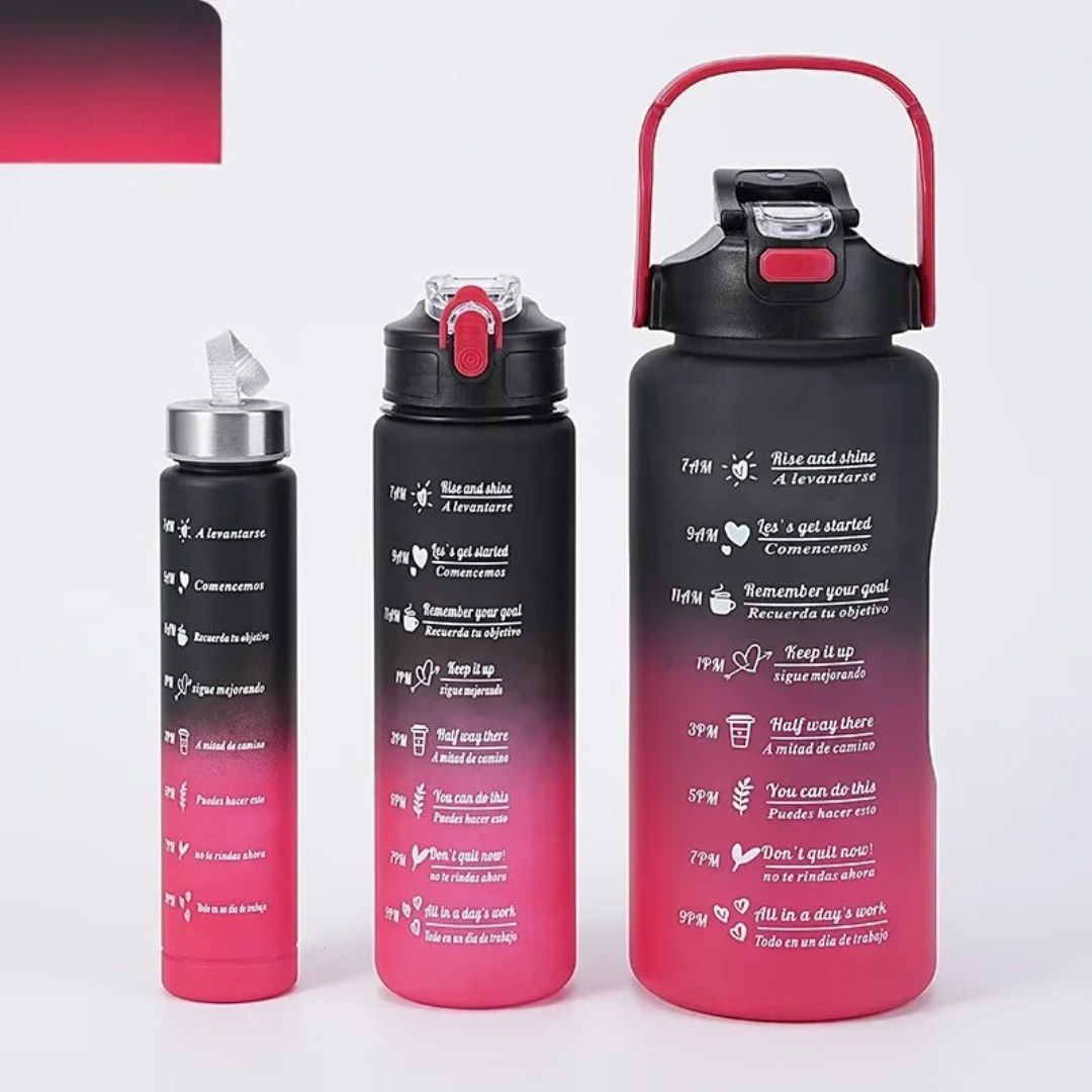 Gourde isotherme | Lot Eco'Santé 3pcs Noir/rouge