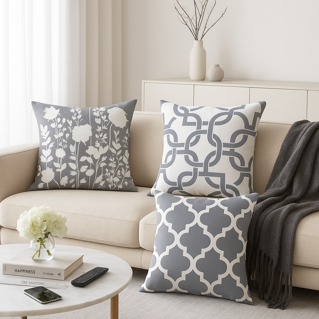 plaid-chauffant-noir-coussins-gris-blancs-trois