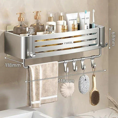 Étagère murale pour salle de bain | Corner'Space™ Argenté 1 pièce + tige