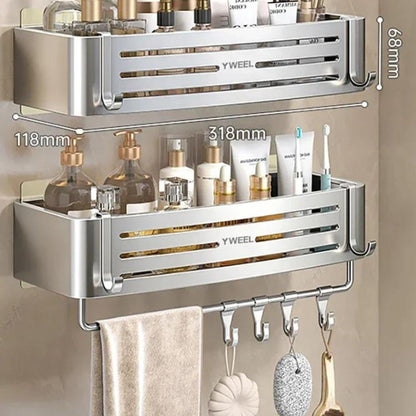Étagère murale pour salle de bain | Corner'Space™ Argenté 2 pièces