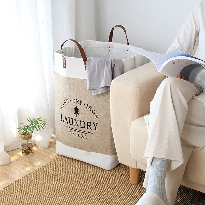 Panier de rangement en tissu | LinenBag™ - Panier à linge en tissu premium