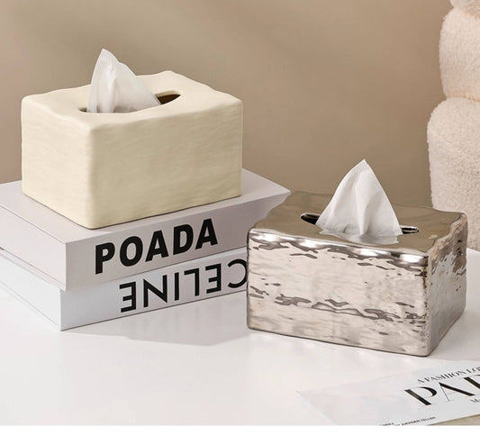 boite-à-mouchoirs-céramique-creme-argent