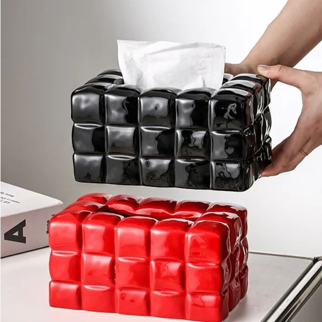 boite-à-mouchoirs-ceramique-noir-rouge