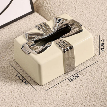 Boite à mouchoirs en céramique en forme de cadeau - design chic et élégant