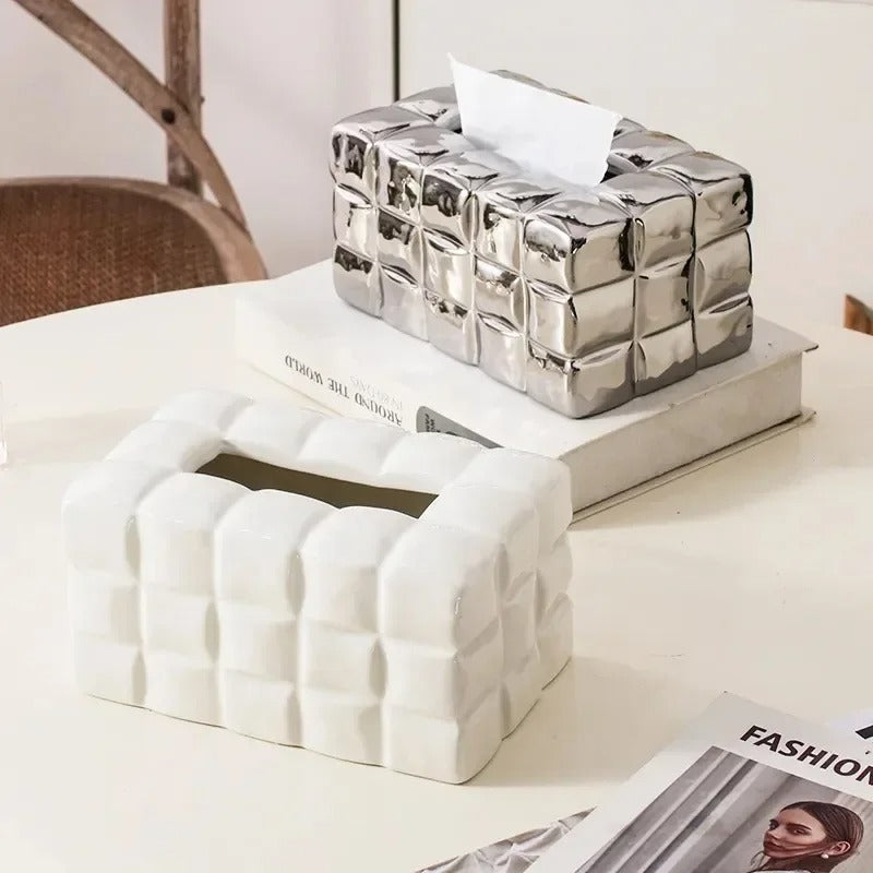boite-a-mouchoirs-ceramique-caroussel-blanc-argente