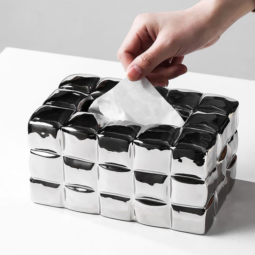 boite-a-mouchoirs-ceramique-moderne-argentee