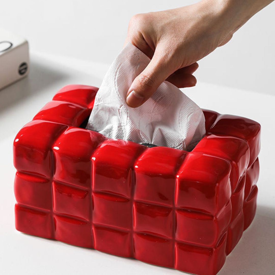 boite-a-mouchoirs-ceramique-moderne-rouge