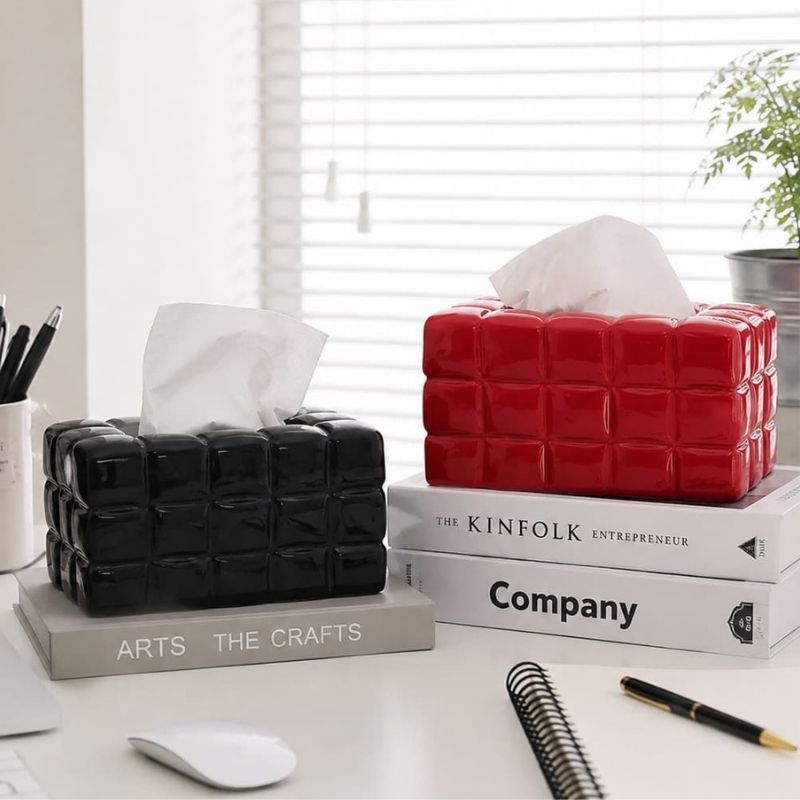 boite-a-mouchoirs-ceramique-rouge-noir