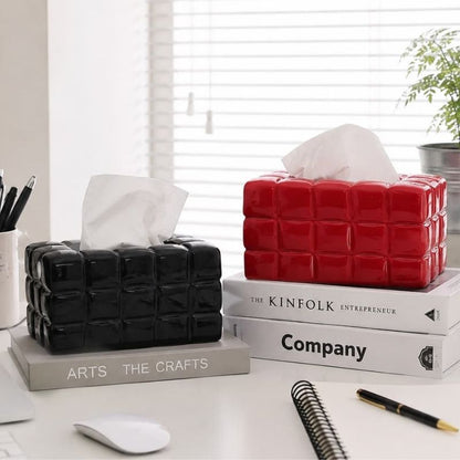 boite-a-mouchoirs-ceramique-rouge-noir