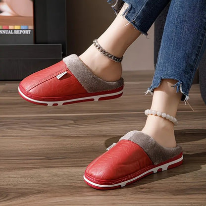 chaussons-femme-rouges-salon