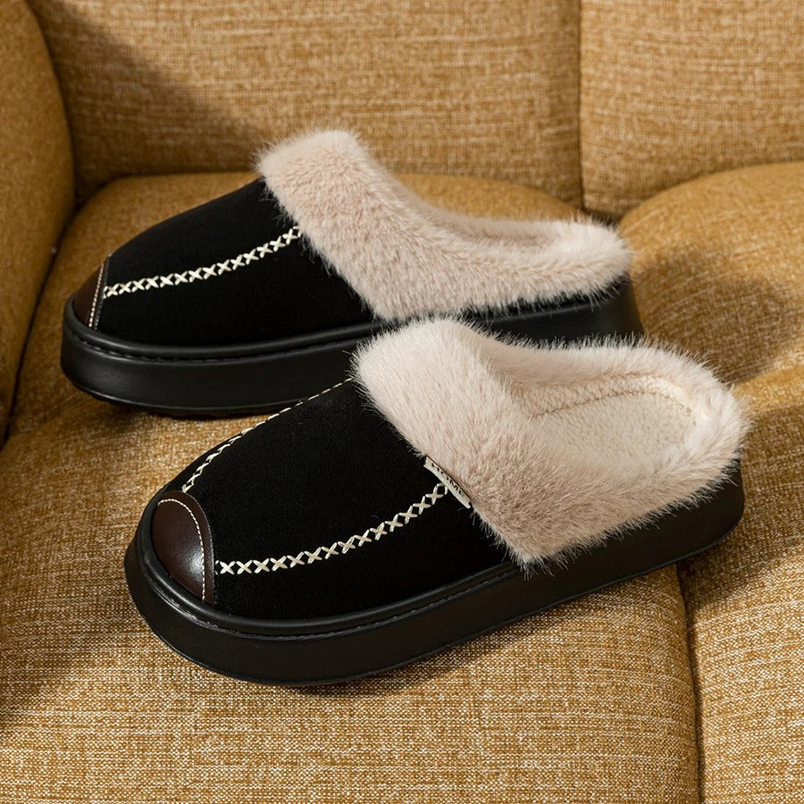 chaussons-homme-noirs-chauds