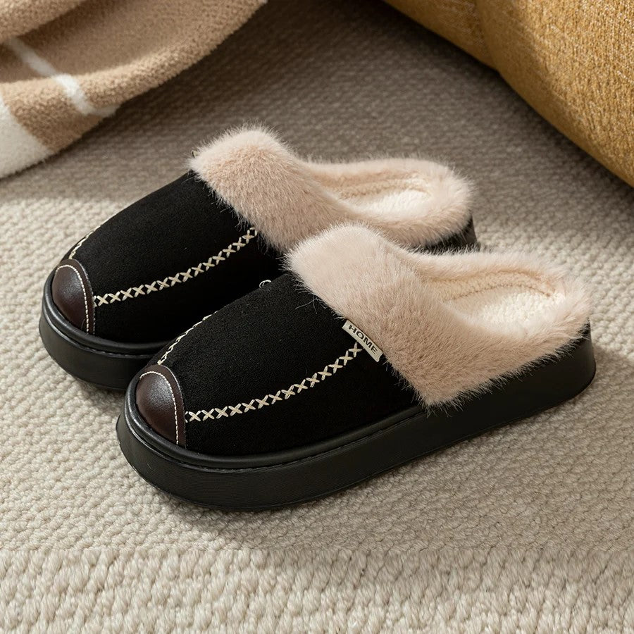 Chaussons homme | Chaussons Noirs, confortables et chauds – Semelle antidérapante