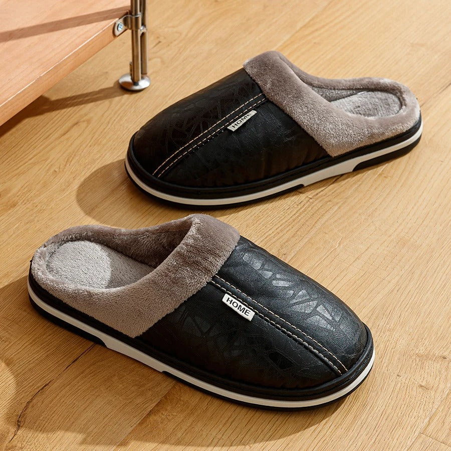 chaussons-homme-noirs-détente