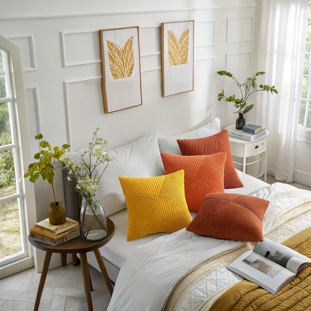 housse-de-coussin-orange-chambre-chic