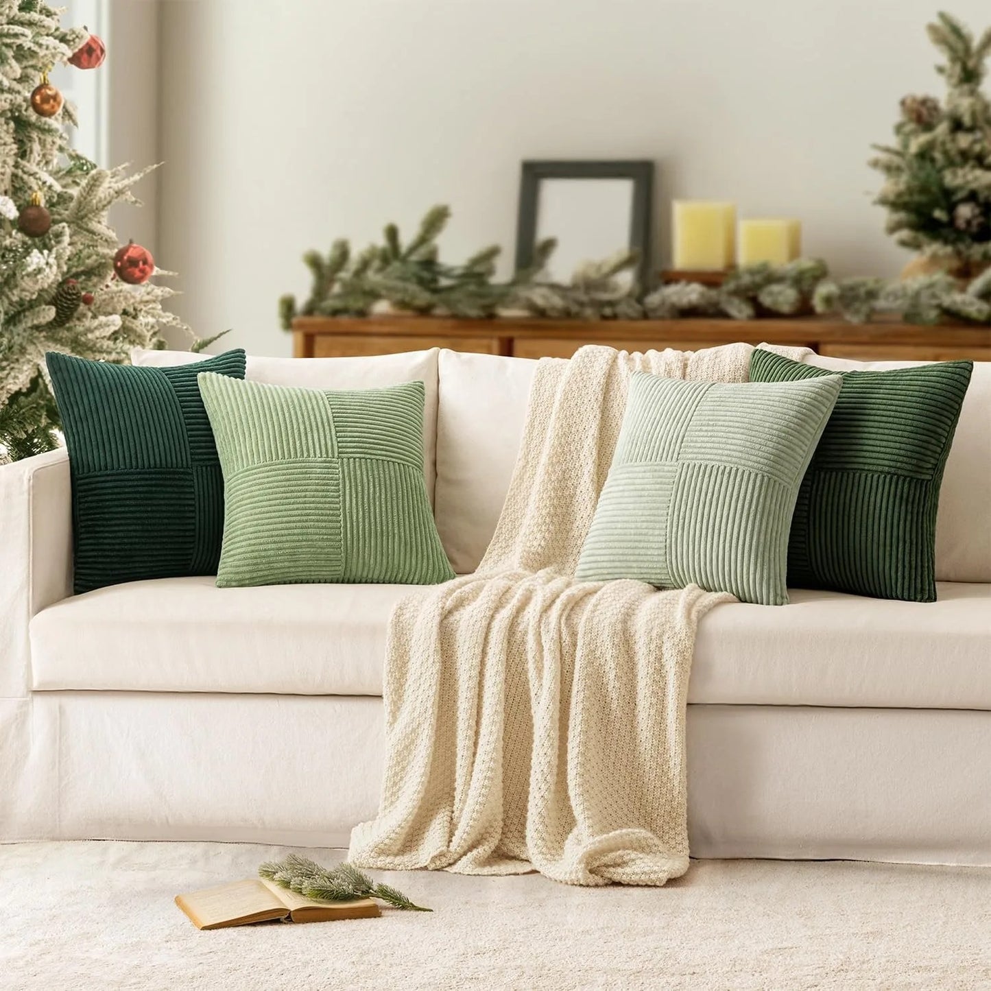 housse-de-coussin-velours-vert-ensemble