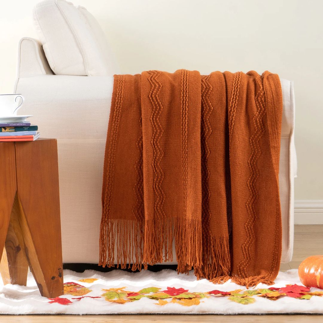 plaid-chauffant-canape-motifs-orange