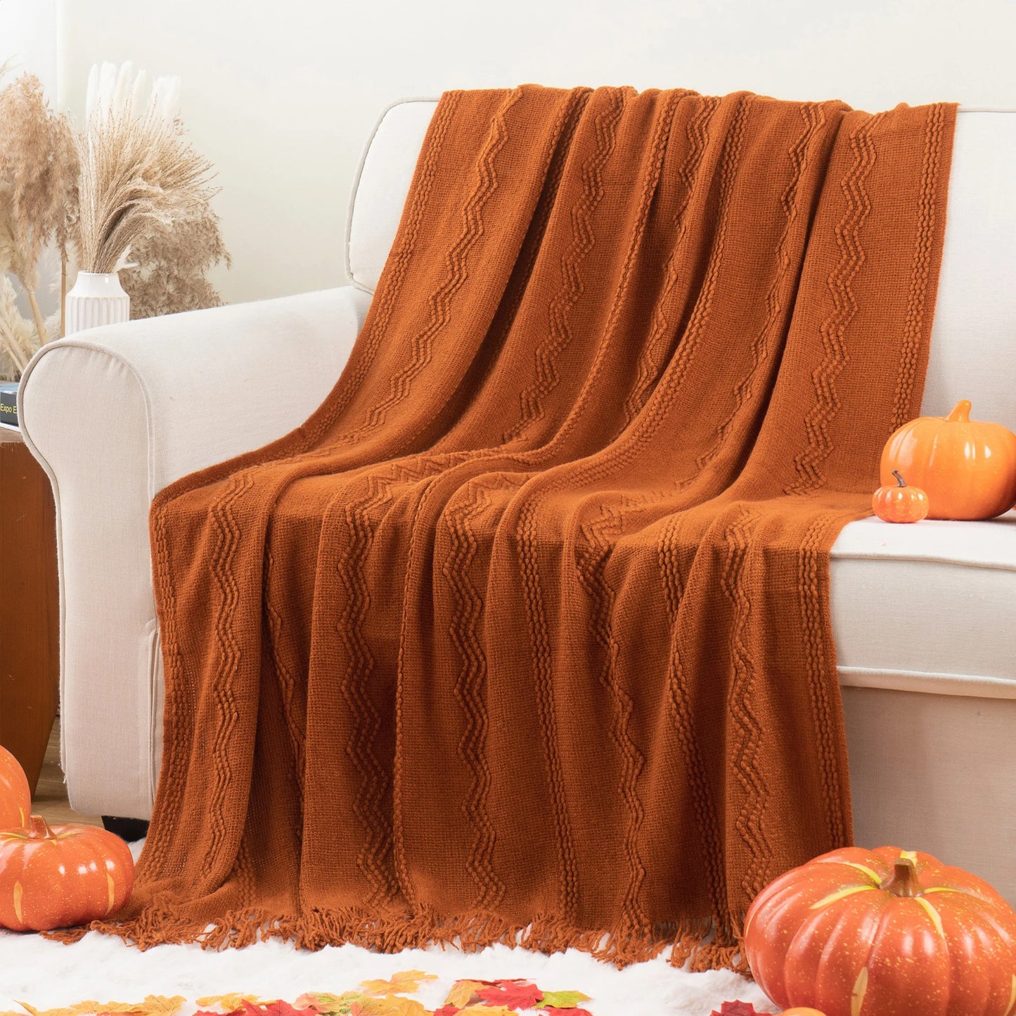 plaid-chauffant-canape-orange