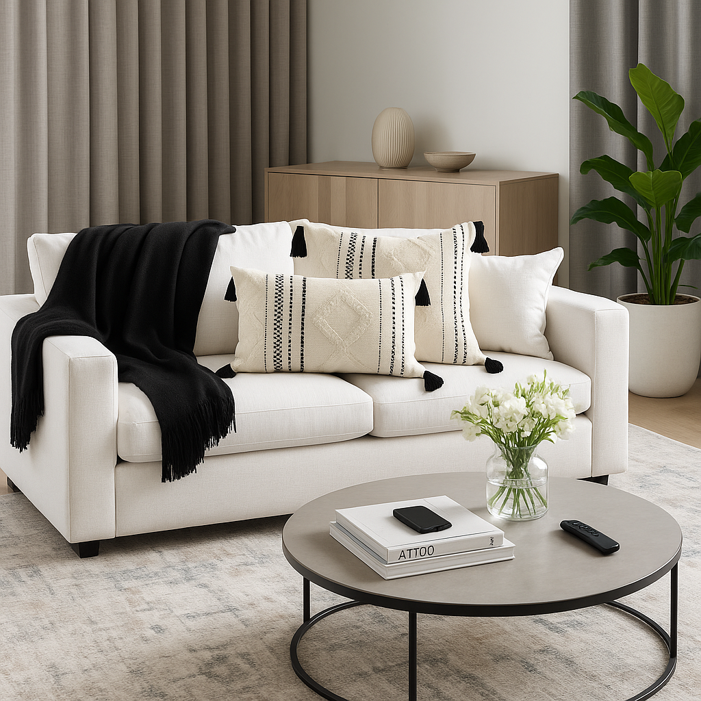 plaid-chauffant-noir-coussins