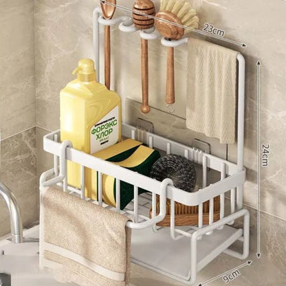 porte-eponge-evier-acier-carousel-blanc