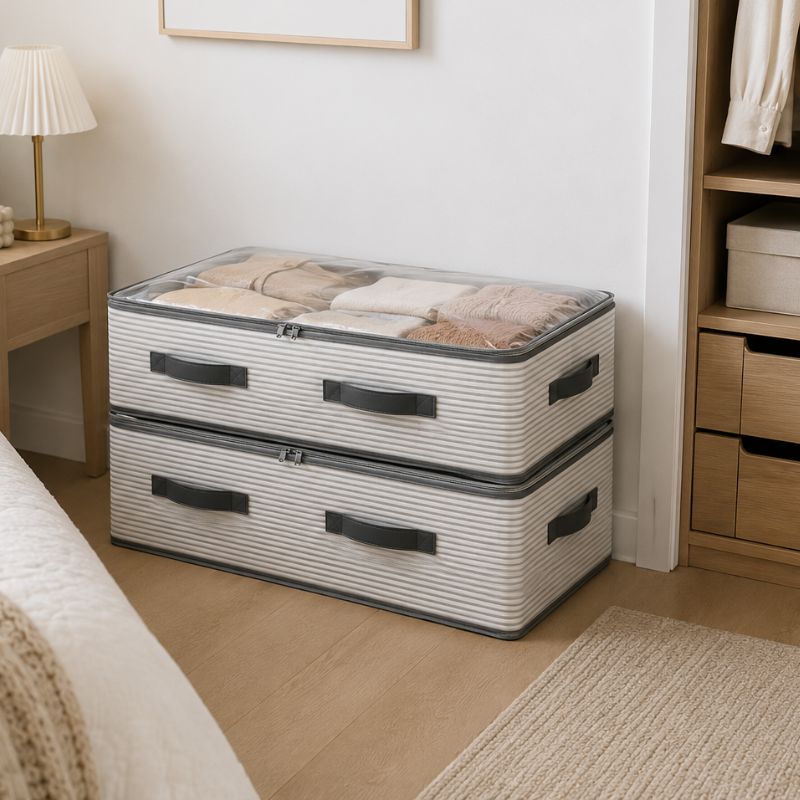 rangement-sous-lit-couettes-et-oreillers