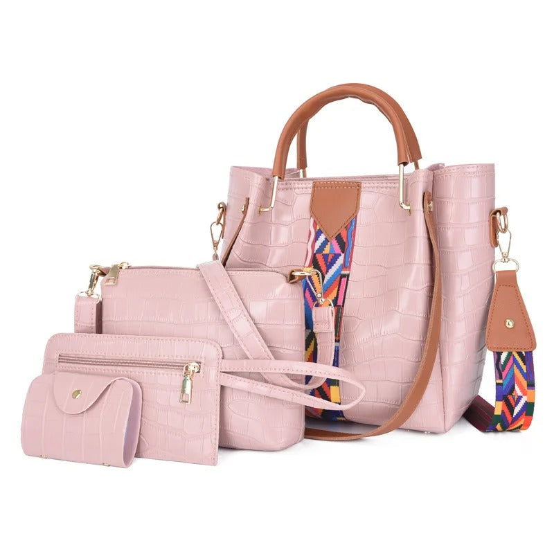 sac-a-main-femme-quatre-croco-variante-rose