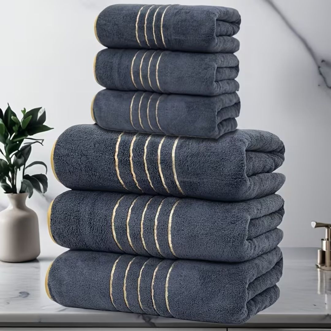 Serviette de bain de luxe noire - ensemble de 8 pièces, séchage rapide, coton de haute qualité