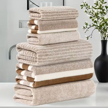 serviette-de-bain-raye-marron-lot