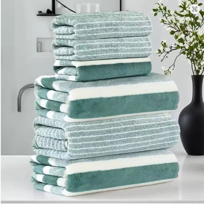 serviette-de-bain-raye-vert-lot