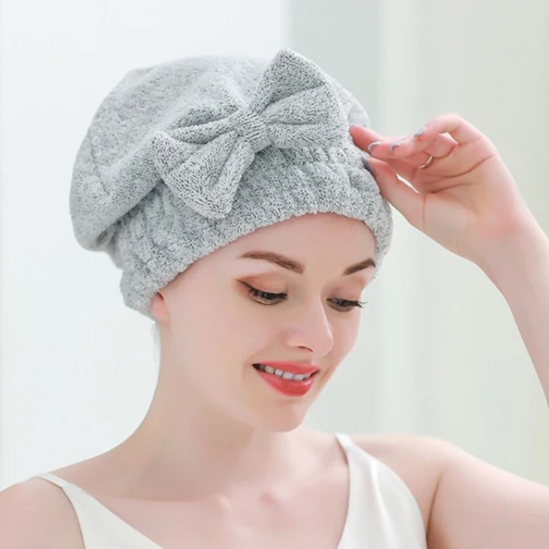 Serviette microfibre - Bonnet de séchage cheveux orange