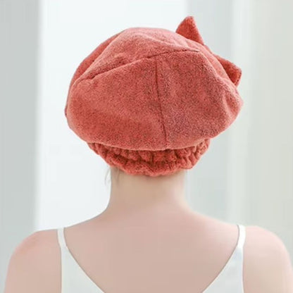 Serviette microfibre - Bonnet de séchage cheveux orange