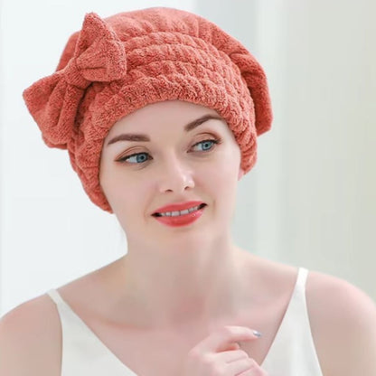 Serviette microfibre - Bonnet de séchage cheveux orange