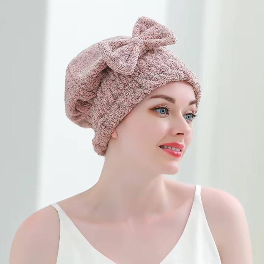 Serviette microfibre - Bonnet de séchage cheveux orange