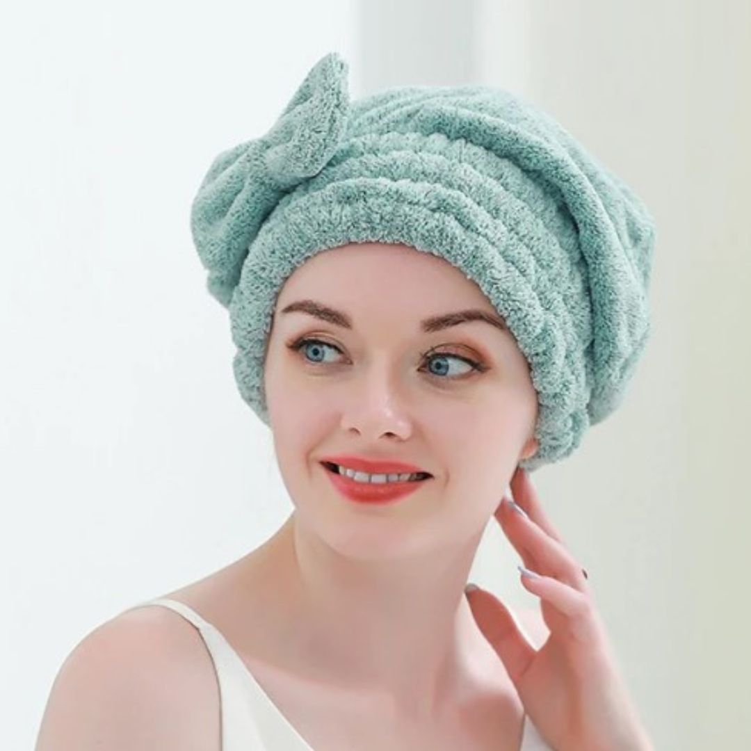 Serviette microfibre - Bonnet de séchage cheveux orange