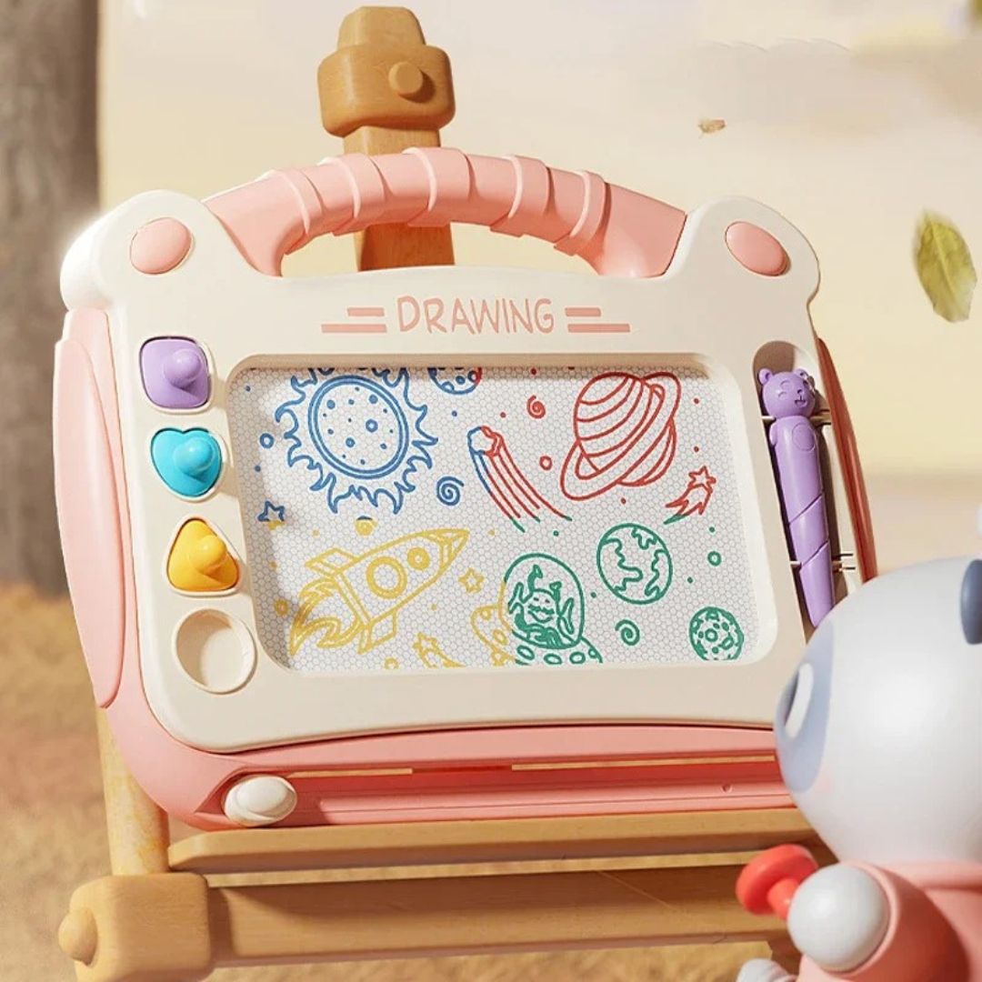 tablette-magnetique-caroussel-rose-fonce-support