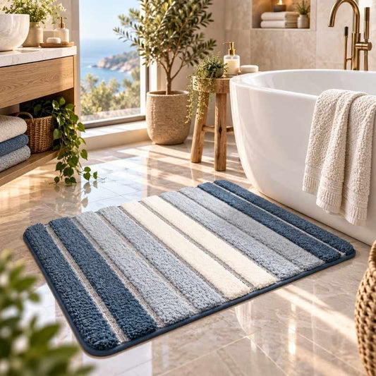 tapis-de-bain-raye-bleu