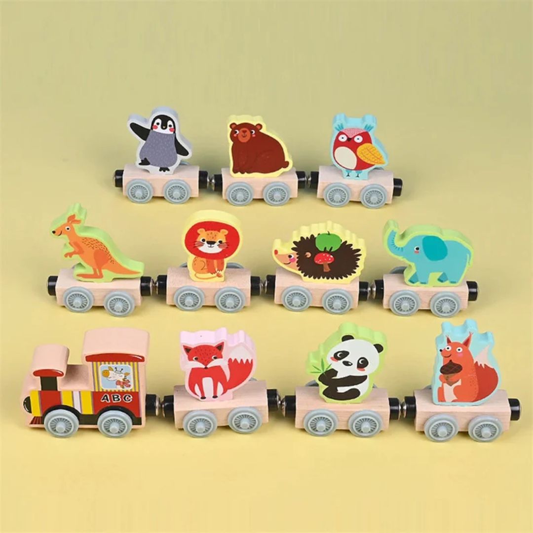 train-en-bois-caroussel-animaux-wagons