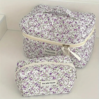 Trousse de toilette | Kit'Floral  Fleurs violettes Ensemble, (le lot)