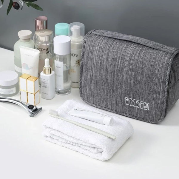 H&S Trousse de Toilette Femme & Homme - Trousses de Toilettes de Voyage Imperméable avec 3 Compartiments - Trousse a Suspendre avec Crochet en Métal - Garçon & Fille
