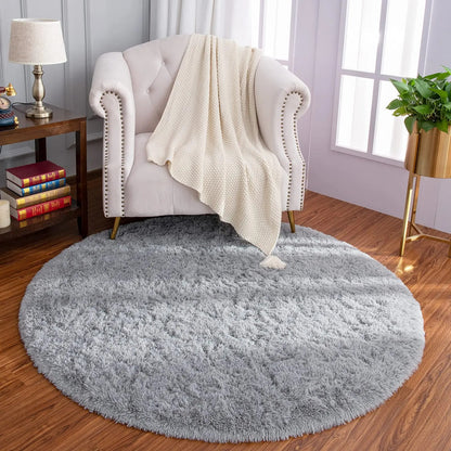 Tapis rond salon | Design Premium, Gris argenté